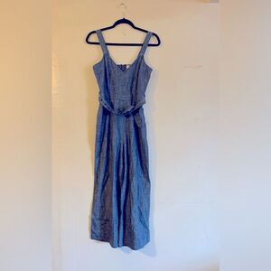 Dizzy Lizzy Chambray Jumpsuit Wide Leg Short Pants w/ Belt Sz XS Gorgeous